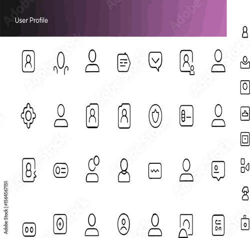 User profile features and avatar icon set for user interface development, suitable for website, application and web design projects.
