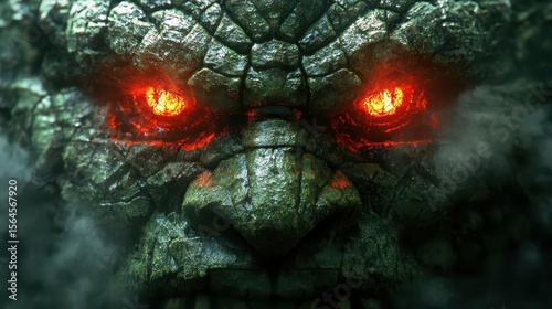 Wallpaper Mural Stone Monster Face with Glowing Eyes Torontodigital.ca