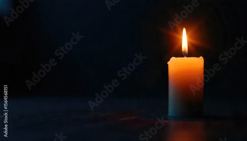 Wallpaper Mural Single Candle Burning Brightly in the Dark, a Symbol of Hope, Peace, and Quiet Contemplation Torontodigital.ca