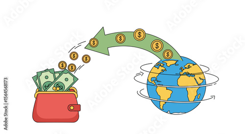 Global money transfer from your wallet to the world economy