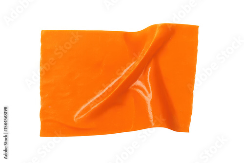 Vibrant orange duct tape strip with sleek texture, folded edge, floating against transparent backdrop for graphic design versatility