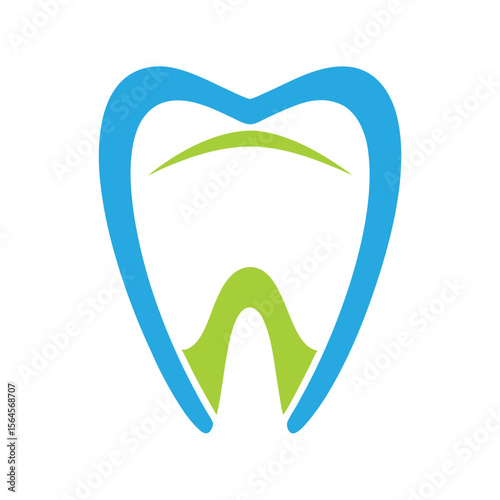 Blue and green abstract tooth shape dental health