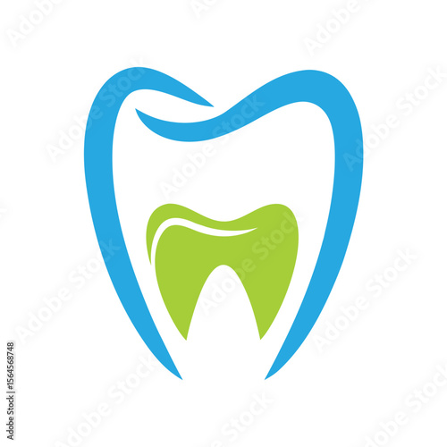 Blue and green abstract tooth shape dental health