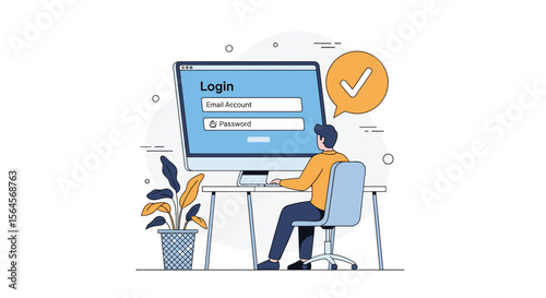 User logging in successfully completing online authentication process