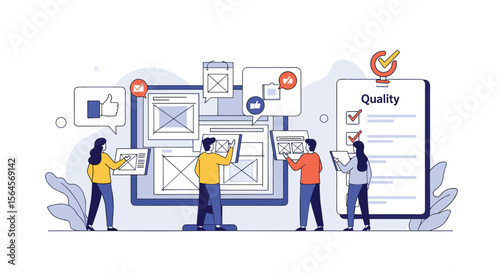 Agile team collaborating on project development and quality assurance tasks