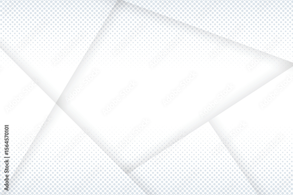 Abstract white background with geometric shapes and halftone pattern isolated on transparent background