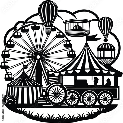 Circus Related element icon set 