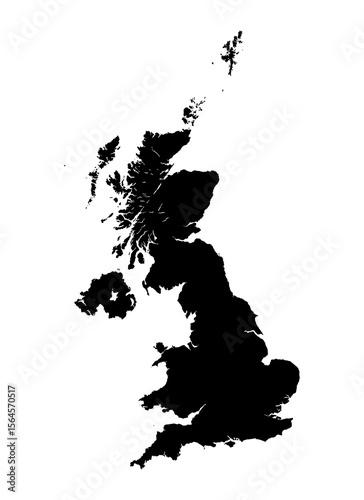 Blank isolated map of UK United Kingdom. Easily editable.