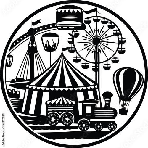 Circus Related element icon set 