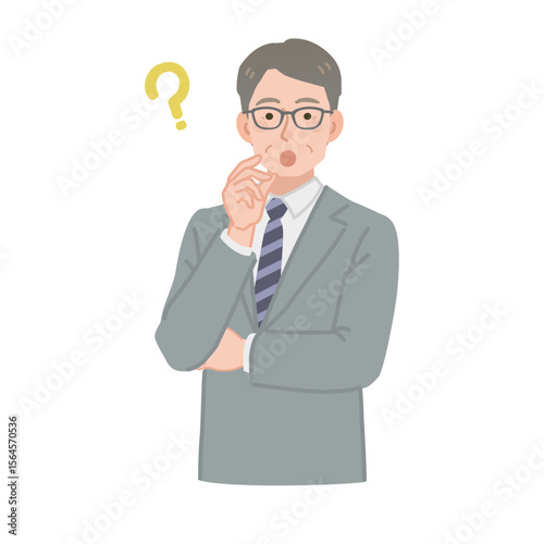 疑問に思う中年ビジネスマン