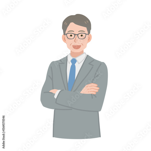腕組みをする中年サラリーマン