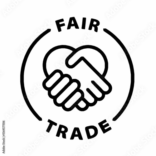 Simple black and white fair trade symbol illustrating ethical and sustainable business practices