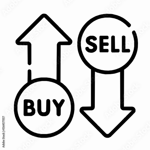 Buy and sell vector illustration depicting upward and downward movement for trading concepts