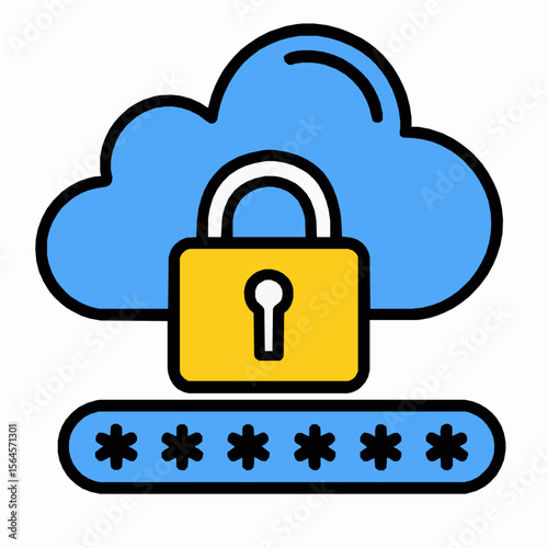 Secure cloud storage concept depicted with a padlock and password protected access