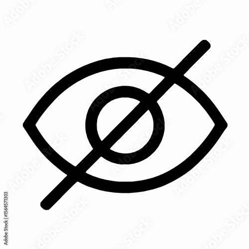 Eye icon signifying not visible or hidden information simple minimalist black and white