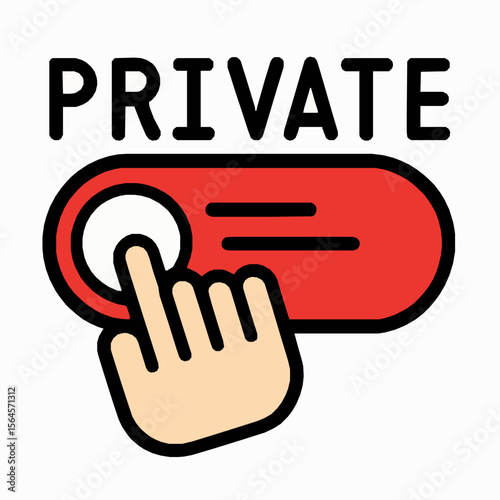 Engaging hand activating a private mode toggle for online privacy and security concept