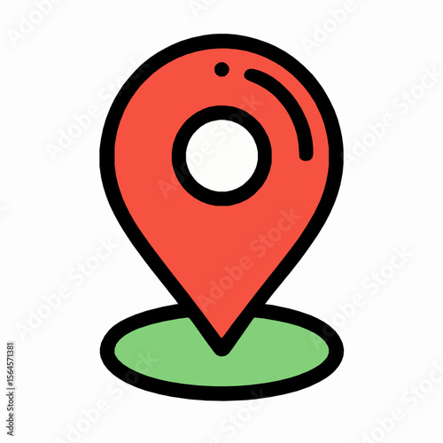Simple and colorful location pointer or map pin for navigation and indicating places