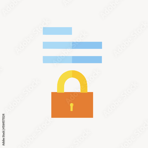 Secure document illustration with a closed orange padlock and protected confidential information