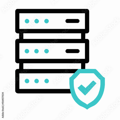 Secure server rack icon representing data protection and cybersecurity in digital storage