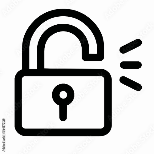 Modern icon of an unlocked padlock representing security and access concept
