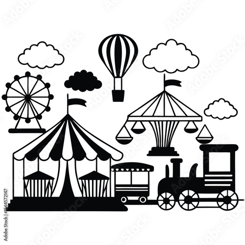 Circus Related element icon set 