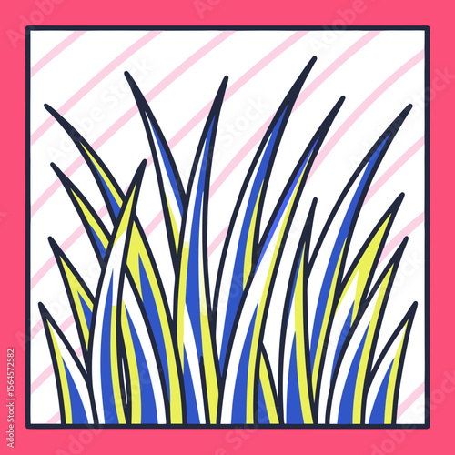 Abstract crayon grass drawing in hand-drawn style