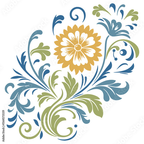 artistic floral illustration featuring leafy stems and cotton flowers with soft contemporary drawing aesthetics

