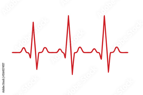 Vibrant Red Heartbeat Pattern Medical Illustration Expressing Life Vitality and Health Monitoring on a Clean White Canvas