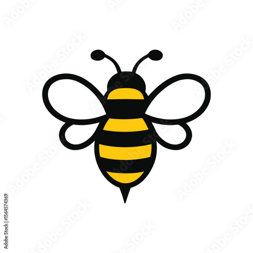 Stylized Bee Illustration with Black Outline and Yellow Stripes a Delightful and Whimsical Representation of Nature's Pollinator