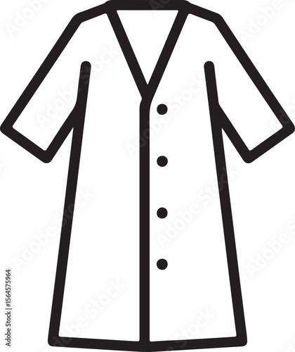 Minimalist black and white line drawing of a lab coat medical attire scientific clothing