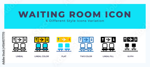 Waiting room icon in filled. thin line. outline stroke and flat style.