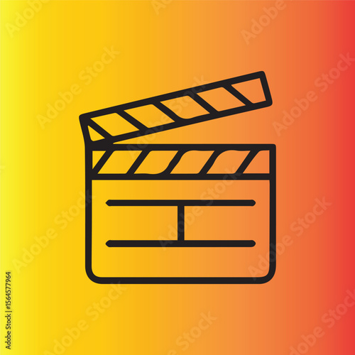 Classic Clapperboard Icon on Vibrant Gradient Background for Filmmaking