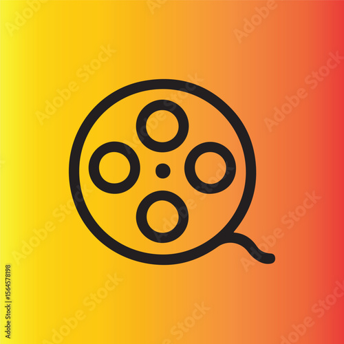 Dive Into Cinematic Worlds Classic Film Reel Icon on Vibrant Backdrop