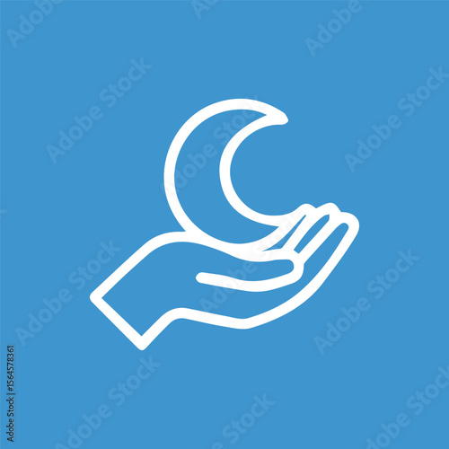Hand Offering Crescent Moon Symbol of Hope and Divine Guidance