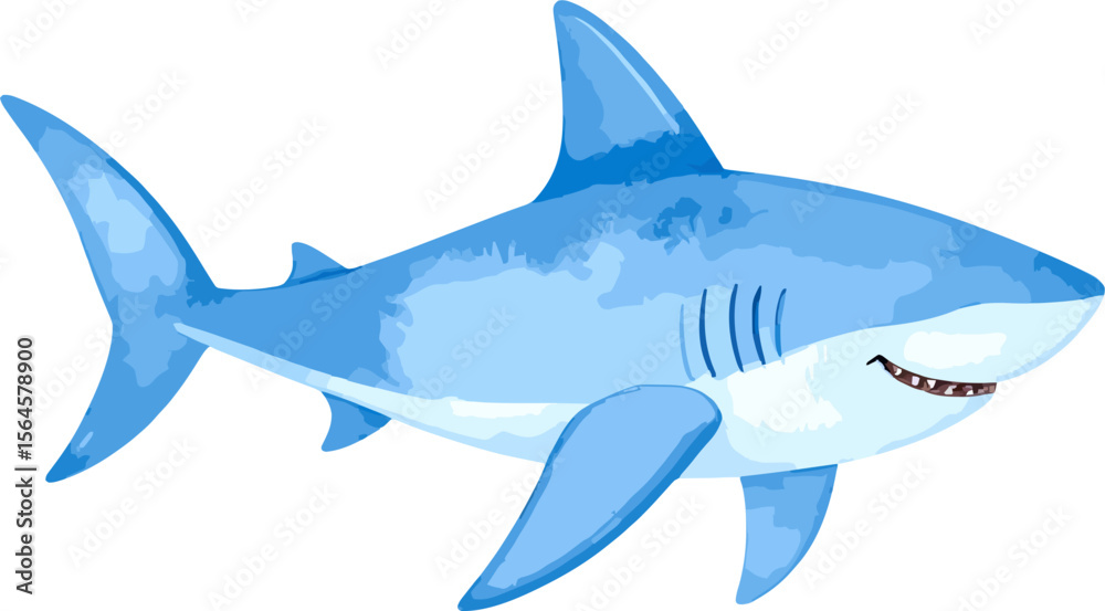 Obraz premium Shark watercolor vector illustration