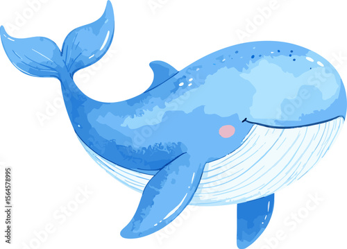 Whale watercolor vector illustration