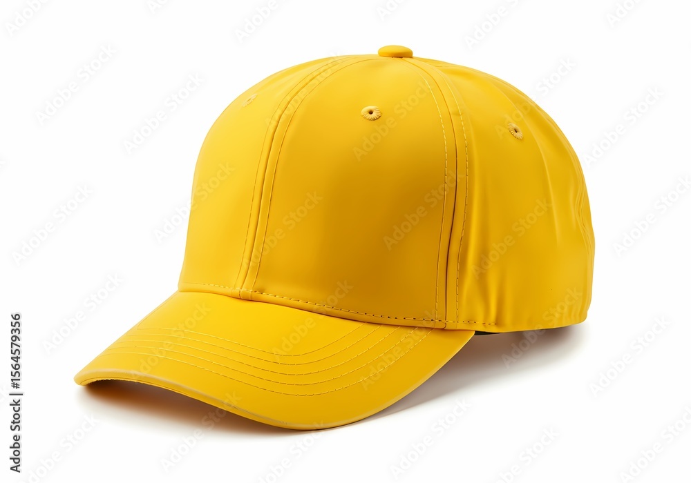 Fototapeta premium P-cap, Yellow Baseball Cap Perfect for Summer Style on white background