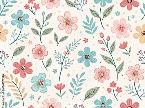 Seamless hand-drawn floral background