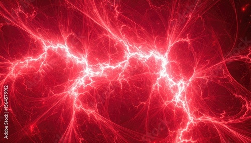 Abstract Red Energy Field with Dynamic Lighting Effect and Glowing Particles Background