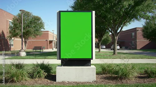 Green Screen Outdoor Sign on College Campus