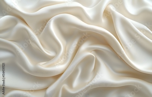 Smooth elegant white silk can use as background. White satin fabric as a background. Top view stock photo