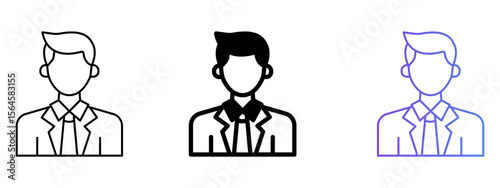 Businessman Icon – Line, Glyph & Gradient Style