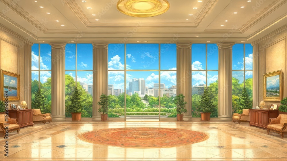 Fototapeta premium Grand Lobby with City View