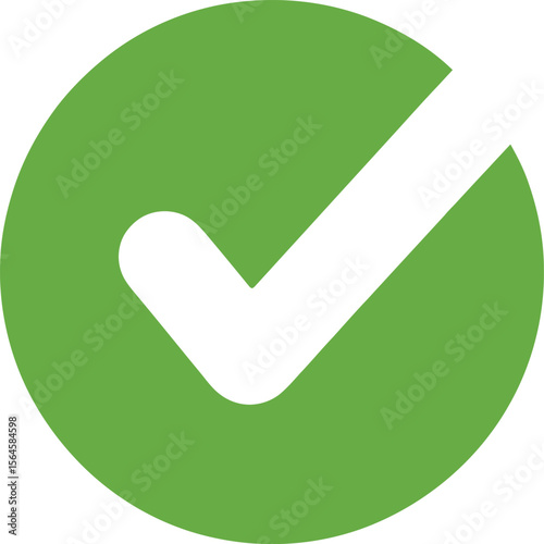 Green circle with a white check mark symbol for approval or success