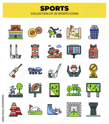 Collection of 25 Sports Icons. A Vibrant Guide to Summer and Winter Games