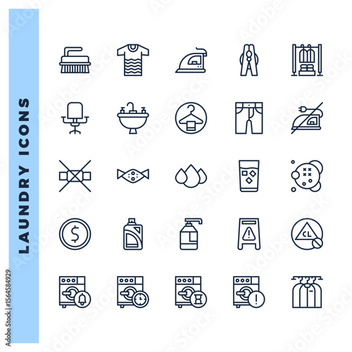 25 Laundry Lineal icons pack. vector illustration.