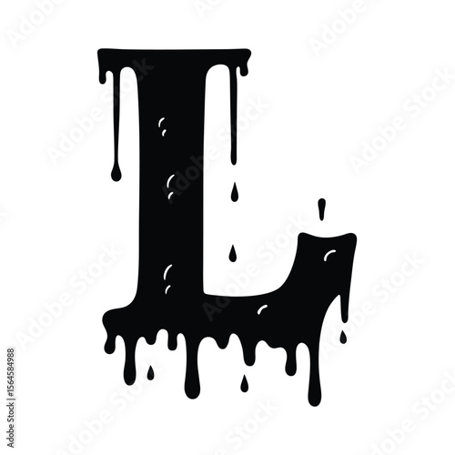 Letter l with dripping paint effect silhouette vector illustration