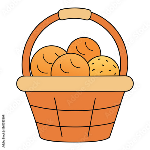 A cozy basket brimming with freshly baked goods—golden bread, flaky croissants, warm muffins, and sweet pastries—ready to delight with every bite.

