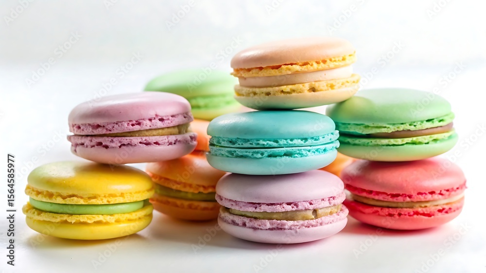 Fototapeta premium colorful macaroons on a wooden table