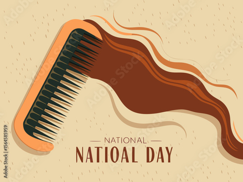 Celebrating National Comb Day with a Stylish Illustration graphic design featuring comb and flowing hair celebrating